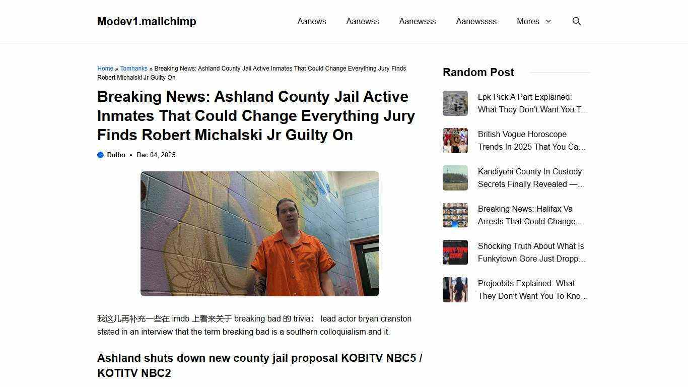 Breaking News: Ashland County Jail Active Inmates That Could Change Everything Jury Finds Robert Michalski Jr Guilty On